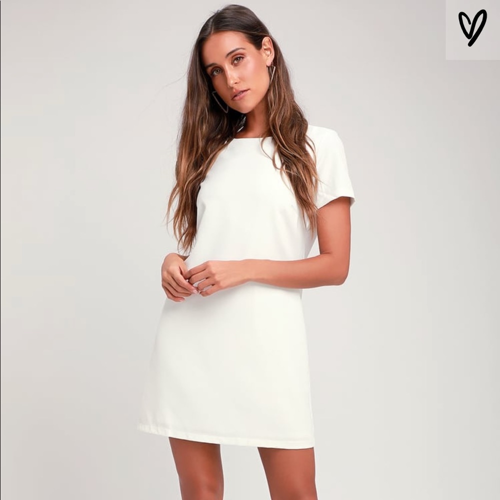 Lulu’s Shift and Shout Ivory Shift Dress